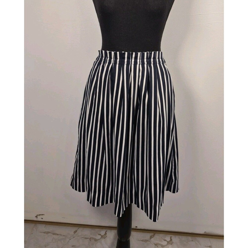 J. Crew Women's Mercantile Skirt Size 4 Striped Navy White Elastic Waist